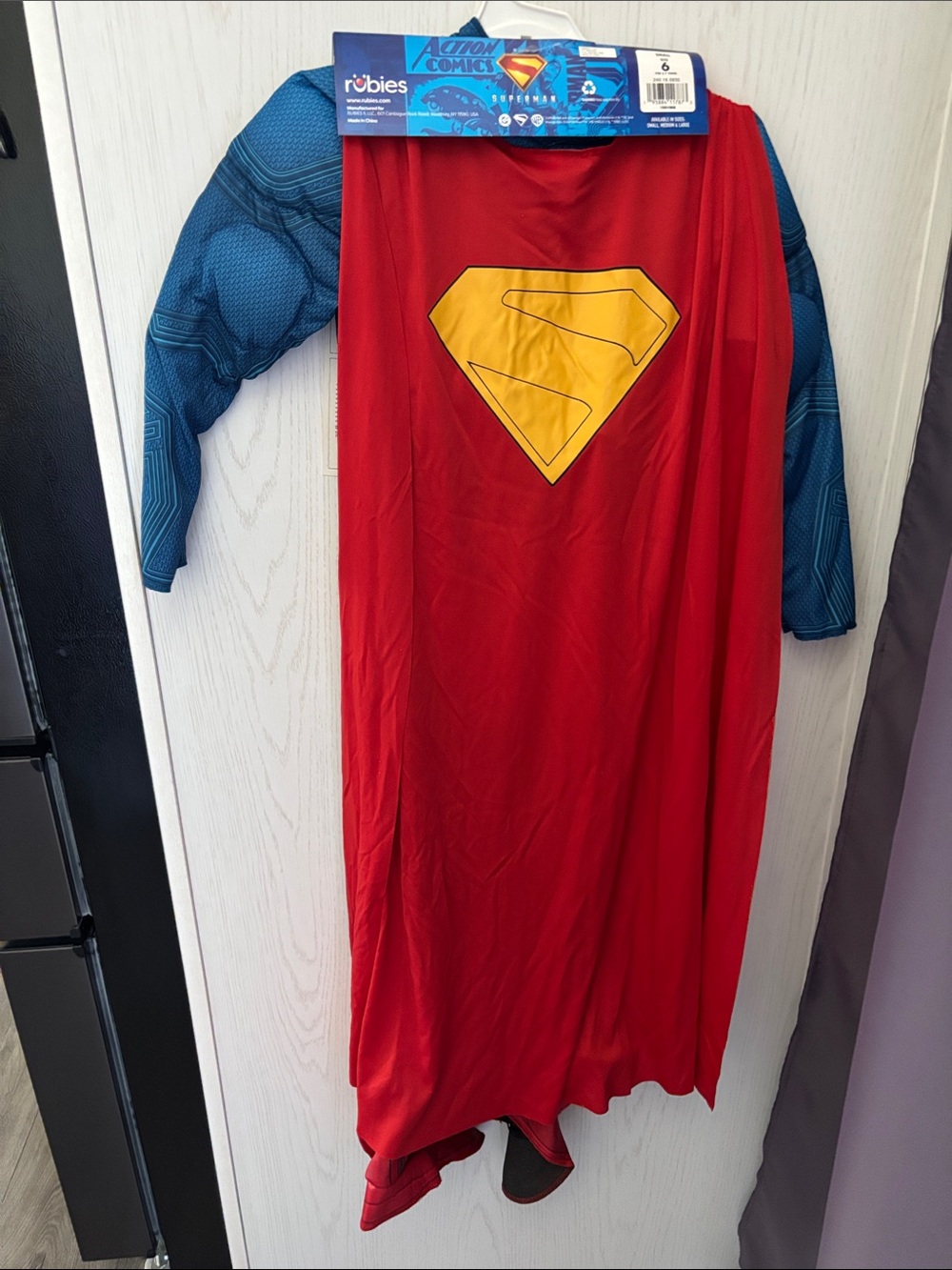 Superman Light Up Muscle Halloween Costume 10/12 Jumpsuit Boot Covers Cape Kids - Picture 7 of 8